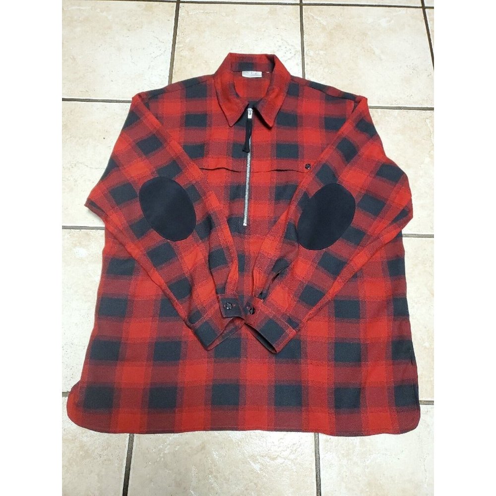 CLC Cricket Lane Collection Shirt Plaid Red Black Cotton Adult XL Half Zip